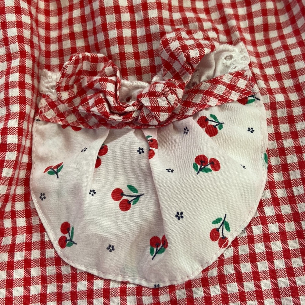 Girls Vintage Size 6-9M One Piece Gingham RomperJumper MISSING ONE BUTTON - Picture 2 of 6